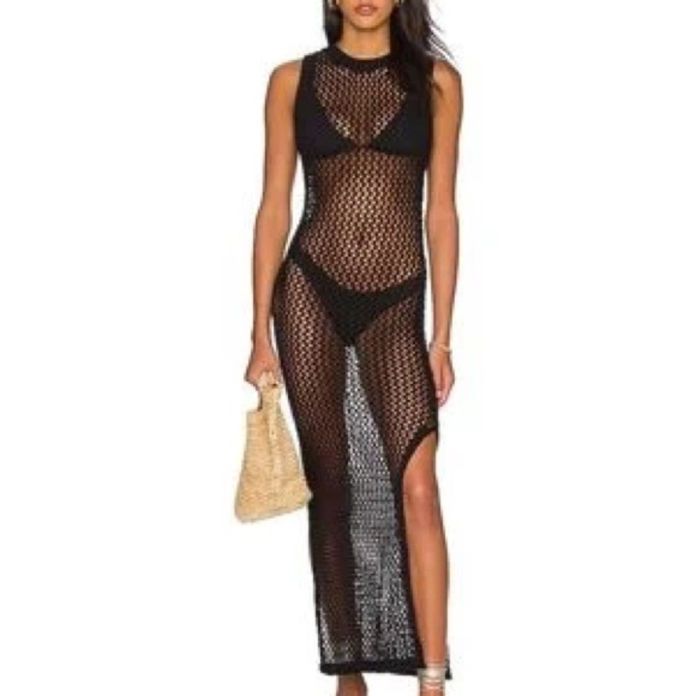 Beach Riot Black Crochet Maxi Dress